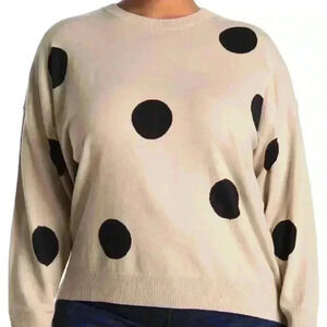 T Tahari Crew Neck Sweater in Khaki/Black Dot Size 1X NWT